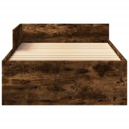 Berkfield Home Bed Frame without Mattress Smoked Oak 90x190 cm Single Engineered Wood in Brown - thumbnail 5