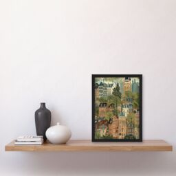 "Artery8 Townhouses in Trees Cityscape Painting Framed Art Print - Size: W12"" x H16""" - thumbnail 4