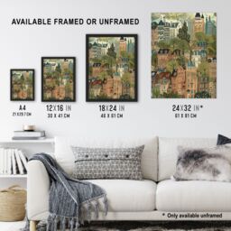 "Artery8 Townhouses in Trees Cityscape Painting Framed Art Print - Size: W12"" x H16""" - thumbnail 3