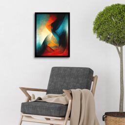"Artery8 Wall Art Print Abstract Modern Painting Red Blue Orange Art Framed in Black - Size: W12"" x H16""" - thumbnail 2