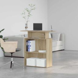 Berkfield Home Reception Desk Sonoma Oak 100x40x104 cm Engineered Wood in Brown - Size: 100 x 40 x 104 cm - thumbnail 4