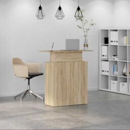 Berkfield Home Reception Desk Sonoma Oak 100x40x104 cm Engineered Wood in Brown - Size: 100 x 40 x 104 cm - thumbnail 3