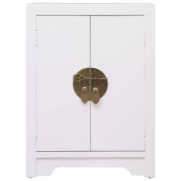 Berkfield Home Bedside Cabinet White 38x28x52 cm Paulownia Wood - Size: 38 x 28 x 52 cm - thumbnail 1