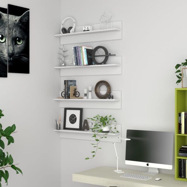 Berkfield Home Wall Shelf 4 pcs White 80x11.5x18 cm Engineered Wood - image 1