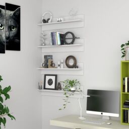 Berkfield Home Wall Shelf 4 pcs White 80x11.5x18 cm Engineered Wood - thumbnail 1