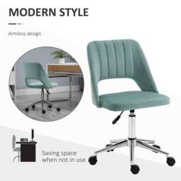 STILVORA Office Chair with Swivel & Wheels in Green Velvet - thumbnail 5