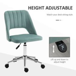 STILVORA Office Chair with Swivel & Wheels in Green Velvet - thumbnail 4
