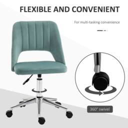 STILVORA Office Chair with Swivel & Wheels in Green Velvet - thumbnail 6