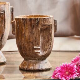 Orsina Darnell Small Rustic Face Planter in Brown - thumbnail 1