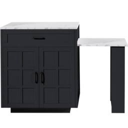 Rolipo Black Extendable Kitchen Island Bar Table with Storage - thumbnail 9