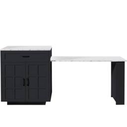 Rolipo Black Extendable Kitchen Island Bar Table with Storage - thumbnail 8