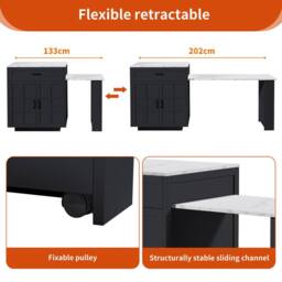 Rolipo Black Extendable Kitchen Island Bar Table with Storage - thumbnail 5
