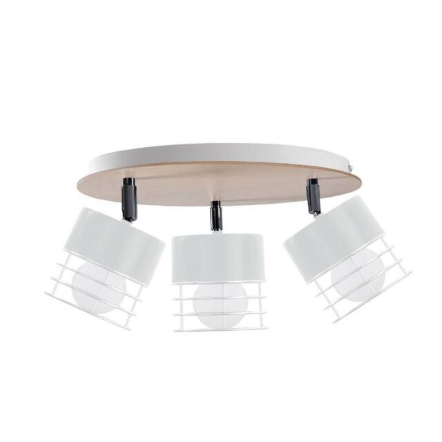 Netlighting Casa Ceiling Spotlight Clusters White Wood 32cm 3x E27