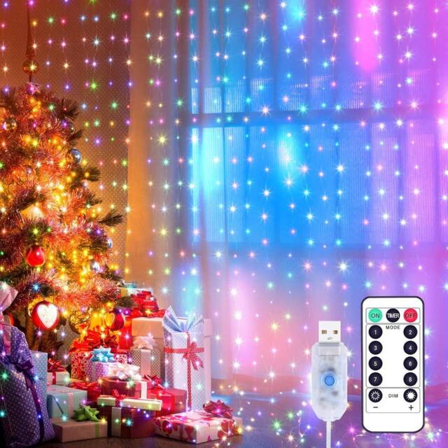 Garwarm 300 Led Curtain Fairy Lights Multicolor, 8 Modes - image 1