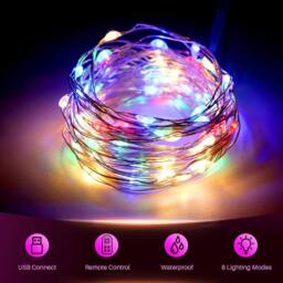 Garwarm 300 Led Curtain Fairy Lights Multicolor, 8 Modes - thumbnail 4