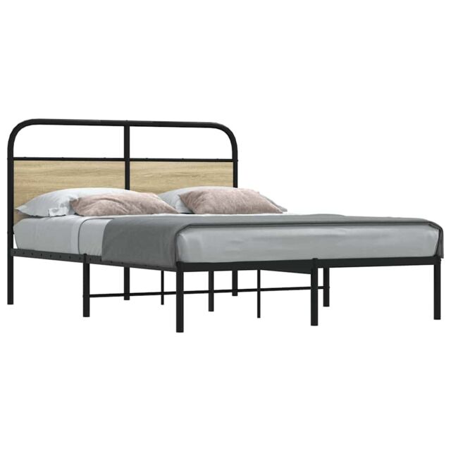 Berkfield Home Bed Frame Without Mattress 140x190 cm Sonoma Oak Engineered Wood in Brown - image 1
