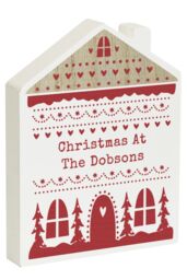 Personalised Memento Company Personalised Christmas Fair Isle Wooden House Ornament in Off-White - thumbnail 4