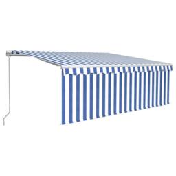 Berkfield Home Manual Retractable Awning with Blind 4x3m Blue&White - thumbnail 3