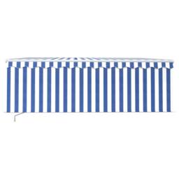 Berkfield Home Manual Retractable Awning with Blind 4x3m Blue&White - thumbnail 1