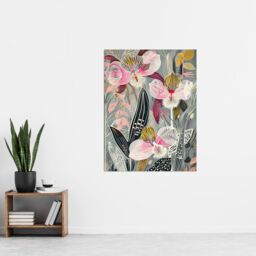 "Artery8 Bold Stylised Orchid Flowers Hot Pink Contrast Wall Art Print - Size: W24"" x H32""" - thumbnail 4