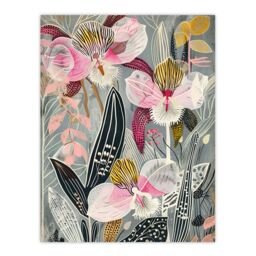 "Artery8 Bold Stylised Orchid Flowers Hot Pink Contrast Wall Art Print - Size: W24"" x H32""" - thumbnail 1