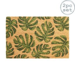 Nicola Spring Coir Door Mats - 90 x 60cm - Monstera - Set of 2 - Size: 60 cm x 90 cm - thumbnail 1