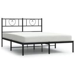 Berkfield Home Metal Bed Frame with Headboard Black 160x200 cm - thumbnail 2