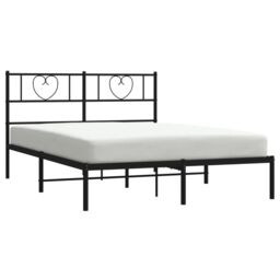 Berkfield Home Metal Bed Frame with Headboard Black 160x200 cm - thumbnail 3