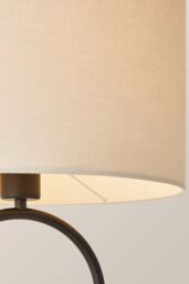 ValueLights Antonia Fabric Drum Lamp Shade Matte Black Oval Table Lamp in Natural - thumbnail 4