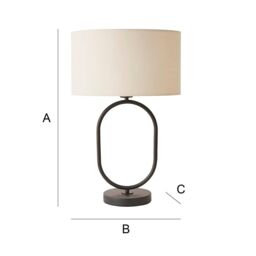 ValueLights Antonia Fabric Drum Lamp Shade Matte Black Oval Table Lamp in Natural - thumbnail 7