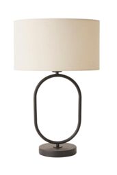 ValueLights Antonia Fabric Drum Lamp Shade Matte Black Oval Table Lamp in Natural - thumbnail 6
