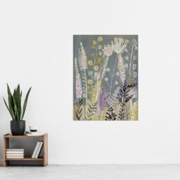 "Artery8 Spring Wildflower Meadow Artwork Floral Nature Wall Art Print in Grey - Size: W24"" x H32""" - thumbnail 4