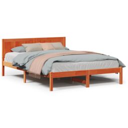 Berkfield Home Pine Wood Bed Frame Wax Brown Solid Pine Wood 150 x 200 cm - thumbnail 4