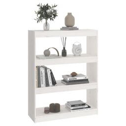 Berkfield Home Book Cabinet/Room Divider White 80x30x103.5 cm Solid Wood Pine - thumbnail 3