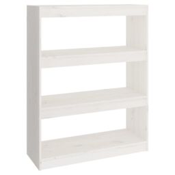 Berkfield Home Book Cabinet/Room Divider White 80x30x103.5 cm Solid Wood Pine - thumbnail 2