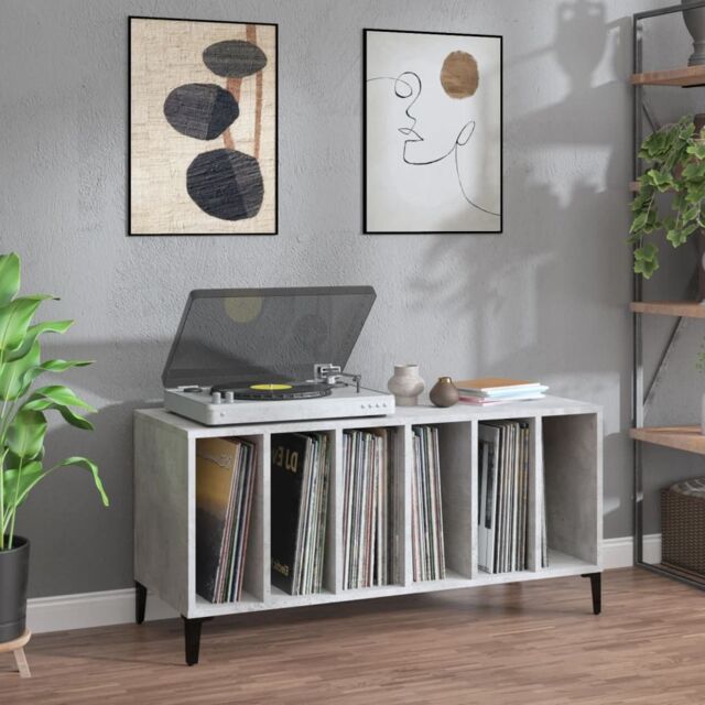 Berkfield Home Record Cabinet Concrete Grey 100x38x48 cm Engineered Wood - Size: 100 x 38 x 48 cm - image 1
