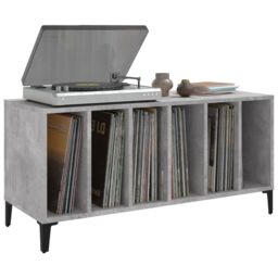 Berkfield Home Record Cabinet Concrete Grey 100x38x48 cm Engineered Wood - Size: 100 x 38 x 48 cm - thumbnail 4