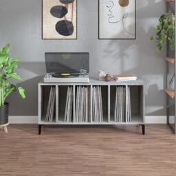 Berkfield Home Record Cabinet Concrete Grey 100x38x48 cm Engineered Wood - Size: 100 x 38 x 48 cm - thumbnail 3