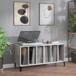 Berkfield Home Record Cabinet Concrete Grey 100x38x48 cm Engineered Wood - Size: 100 x 38 x 48 cm