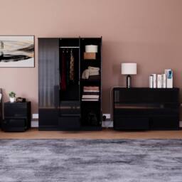 HD Designs Vida Designs Glinton 3 Piece Bedroom Set (2 Drawer Bedside Chest, 6 in Black - thumbnail 3