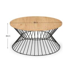Cheshire Carloway Round Wire Coffee Table in Euro Oak & Black in Beige - thumbnail 6