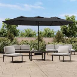 Berkfield Home Double-Head Parasol Anthracite 449x245 cm in Dark Grey - thumbnail 2