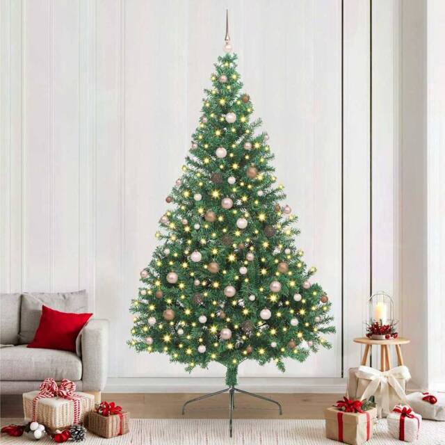 Berkfield Home Artificial Pre-lit Christmas Tree Green 240 cm PVC - image 1