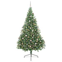 Berkfield Home Artificial Pre-lit Christmas Tree Green 240 cm PVC - thumbnail 3