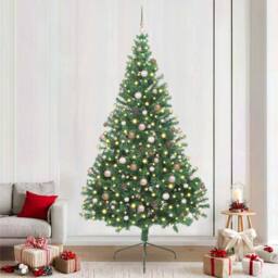 Berkfield Home Artificial Pre-lit Christmas Tree Green 240 cm PVC - thumbnail 1