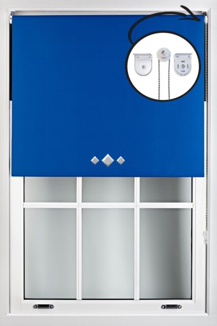 Furnished Blue Blackout Roller Blind with Triple Diamond Eyelets & Metal Fittings - Size: 45 cm width x 210 cm drop - image 1