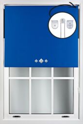 Furnished Blue Blackout Roller Blind with Triple Diamond Eyelets & Metal Fittings - Size: 45 cm width x 210 cm drop - thumbnail 1