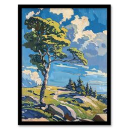 "Artery8 Dartmoor Bright Sunny Day Landscape Oil Painting Framed Art Print in Blue - Size: W12"" x H16""" - thumbnail 1