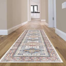 THE RUGS Sara Washable Persian Classic Rug - Soft Durable Polyester Pile in Ivory - Size: 60 cm x 180 cm - thumbnail 4