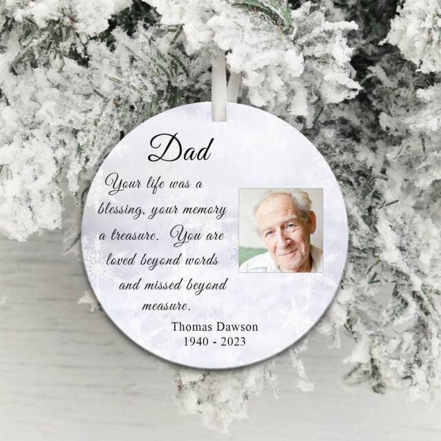 Uniqueful Personalised In Memory Photo Decoration Sympathy Gift for Dad in White - Size: 15 cm - image 1